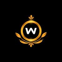 Vector W letter logo initial golden colorful W logo design