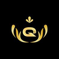 Golden Letter Q Logo Icon Initial Letter Q Design Vector logo design