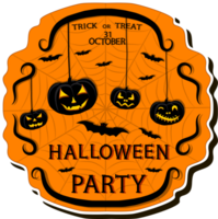 illustrazione su tema etichetta per celebrazione vacanza Halloween con arancia zucche png