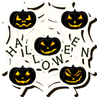 Illustration on theme sticker for celebration holiday Halloween with orange pumpkins png