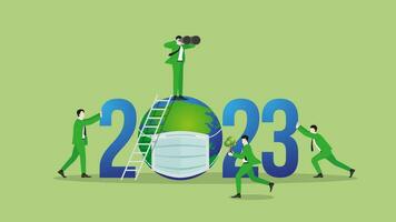 esg y verde negocio política concepto. trabajo en equipo de verde visión empresario en el año 2023 vector
