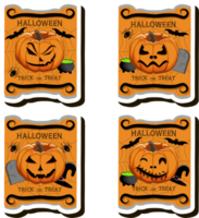 Illustration on theme sticker for celebration holiday Halloween with orange pumpkins png