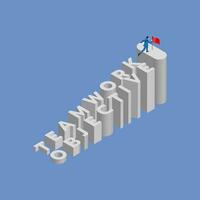 Businessman runs and steps up a stair, a staircase is text word TEAMWORK and OBJECTIVE vector