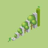 eco amigable. un hombre correr y paso arriba un escalera texto palabra verde vector