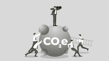 Visionary businessmen and teamwork look for opportunity. net zero emission, carbon footprint. vector