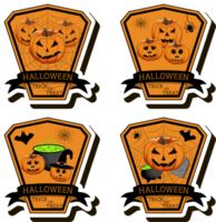 Illustration on theme sticker for celebration holiday Halloween with orange pumpkins png