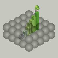 aire contaminación y ambiental preocupación concepto. un hombre carreras lejos desde un nube de fumar a un árbol en parte superior de texto paso. vector