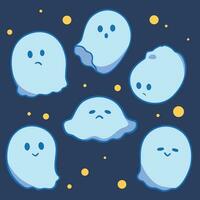 Cute Cartoon Ghost Boo Simple Vector art. Ghost blob character