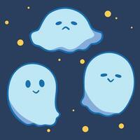 Cute Cartoon Ghost Boo Simple Vector art. Ghost blob character