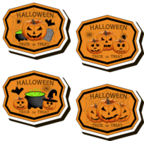 illustrazione su tema etichetta per celebrazione vacanza Halloween con arancia zucche png