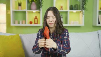 Unhappy Asian young woman in financial crisis. video