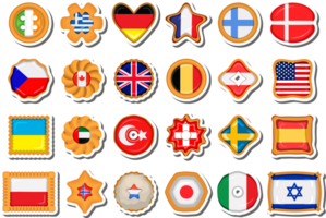 Set homemade cookie with flag country world in tasty biscuit png