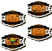 Illustration on theme sticker for celebration holiday Halloween with orange pumpkins png