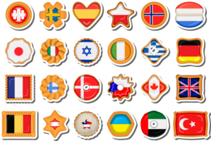 Set homemade cookie with flag country world in tasty biscuit png