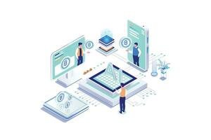 Bitcoin Smart Cryptocurrency - Isometric Vector