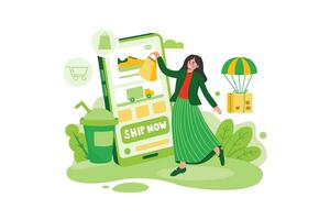 rápido entrega compras ilustración plano vector