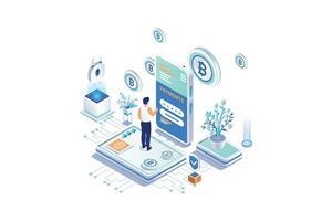 Pay with Cryptocurrency - Isometric Vector