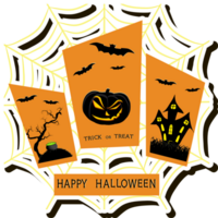 Illustration auf Thema Aufkleber zum Feier Urlaub Halloween mit Orange Kürbisse png