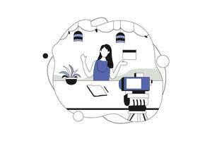 Online Customer Communication, Vector Business Marketing Line Illustration