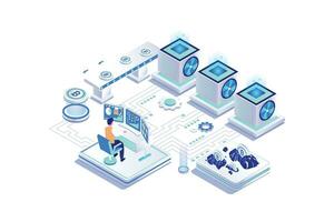 Bitcoin Cryptocurrency Mining- Isometric Vector