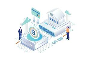 Cryptocurrency Bank - Isometric Vector