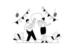 Event Singing, Life Vectors Illustration Flat