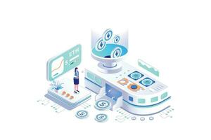 Exchange Ethereum To Dollar - Isometric Vector