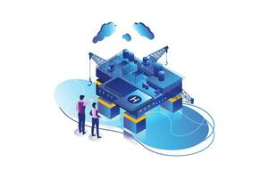 Ocean Wave Energy, Isometric Vector