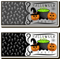 illustrazione su tema etichetta per celebrazione vacanza Halloween con arancia zucche png