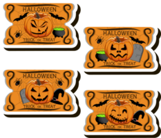 Illustration auf Thema Aufkleber zum Feier Urlaub Halloween mit Orange Kürbisse png