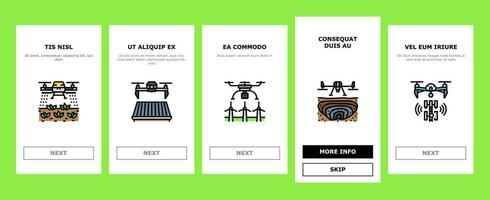 drone commercial use onboarding icons set vector