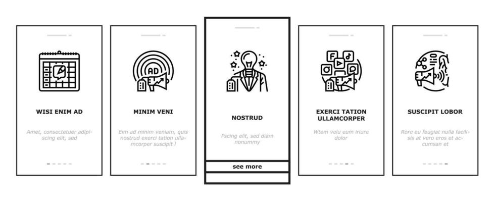 social media marketing onboarding icons set vector