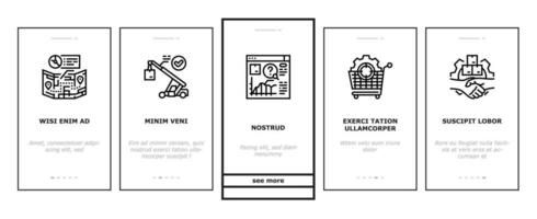 logistics manager warehouse onboarding icons set vector