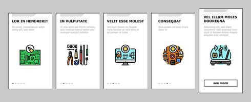 electronics technician technology onboarding icons set vector