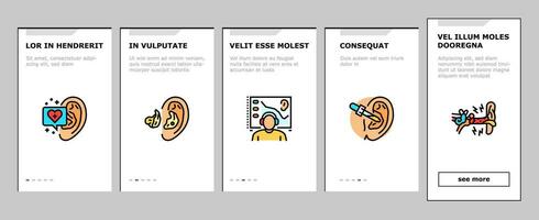 audiologist doctor ear deaf onboarding icons set vector