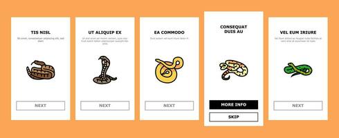 snake black serpent viper cobra onboarding icons set vector