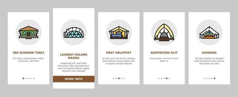 glamping tent nature luxury onboarding icons set vector