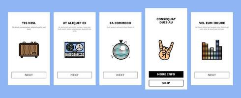 retro music vintage style onboarding icons set vector