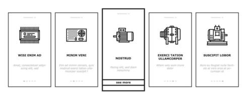 electrical engineer industry work onboarding icons set vector