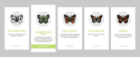 butterfly summer spring insect onboarding icons set vector