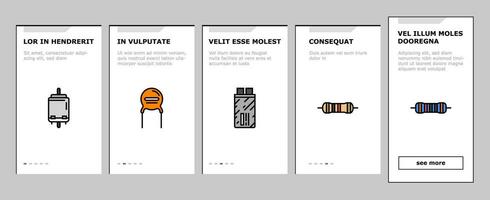 electronic component circuit chip onboarding icons set vector