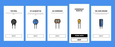 electronic component circuit chip onboarding icons set vector