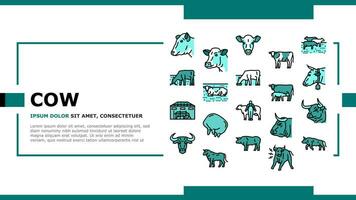 cow farm dairy cattle milk white landing header vector