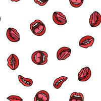 mouth character animation vector seamless pattern