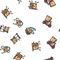 cardboard character box package vector seamless pattern