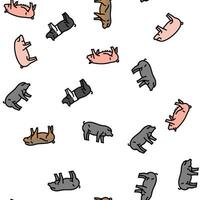 pork pig farm animal piglet hog vector seamless pattern