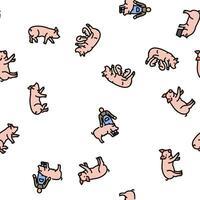 pork pig farm animal piglet hog vector seamless pattern