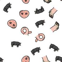 pork pig farm animal piglet hog vector seamless pattern