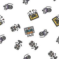 retro music character vector seamless pattern