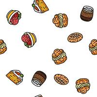 food dessert snack menu vector seamless pattern